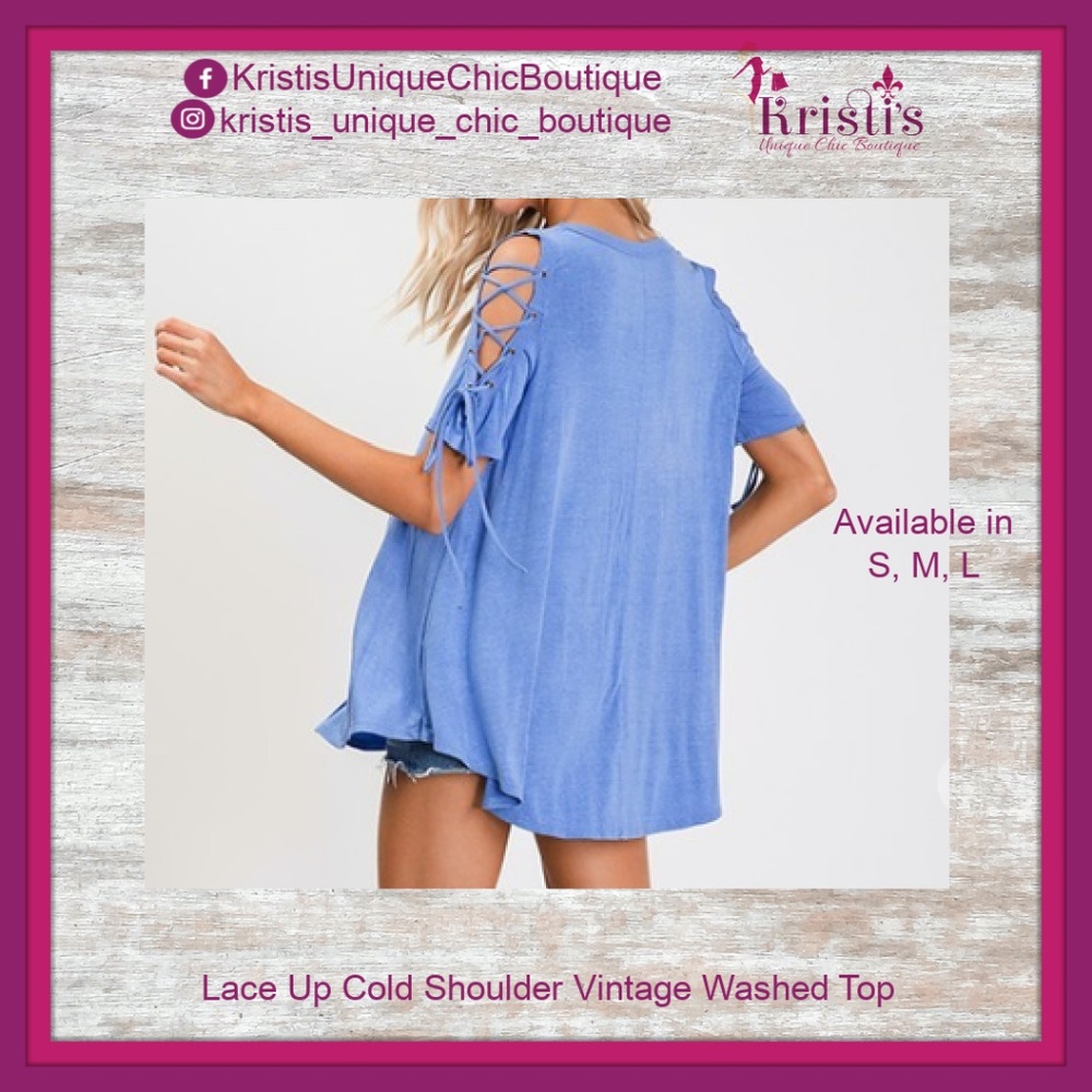 Lace Up Cold Shoulder Vintage Washed Top
